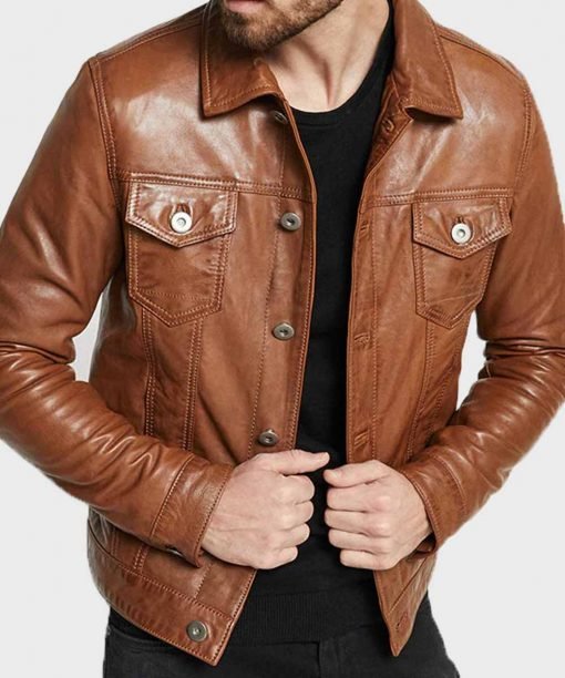 Men Brown Leather Jacket