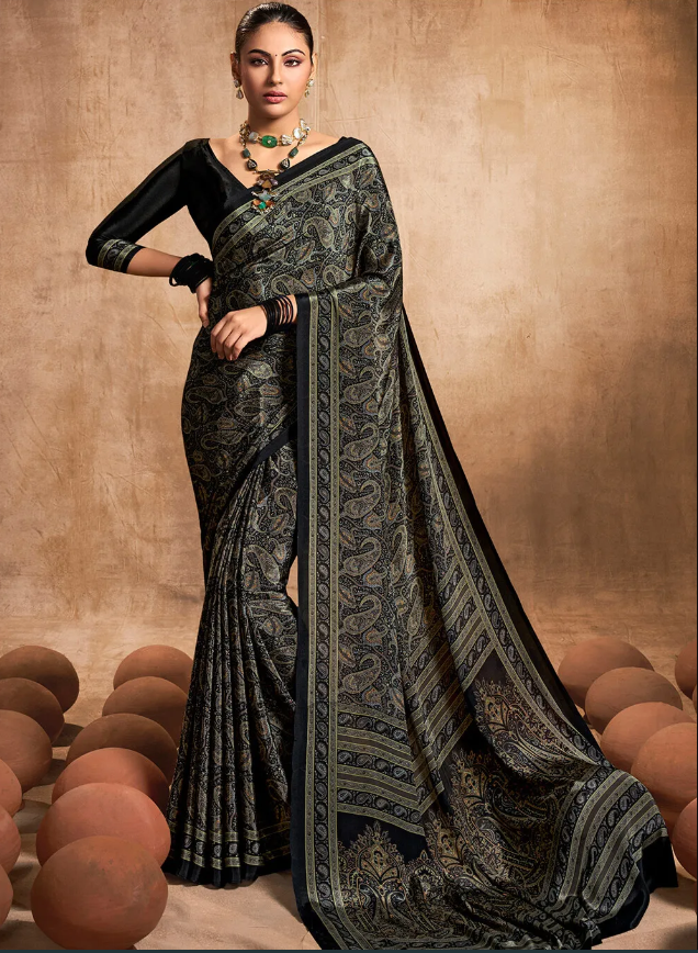 Stylish and Elegant with the Plain Black Saree